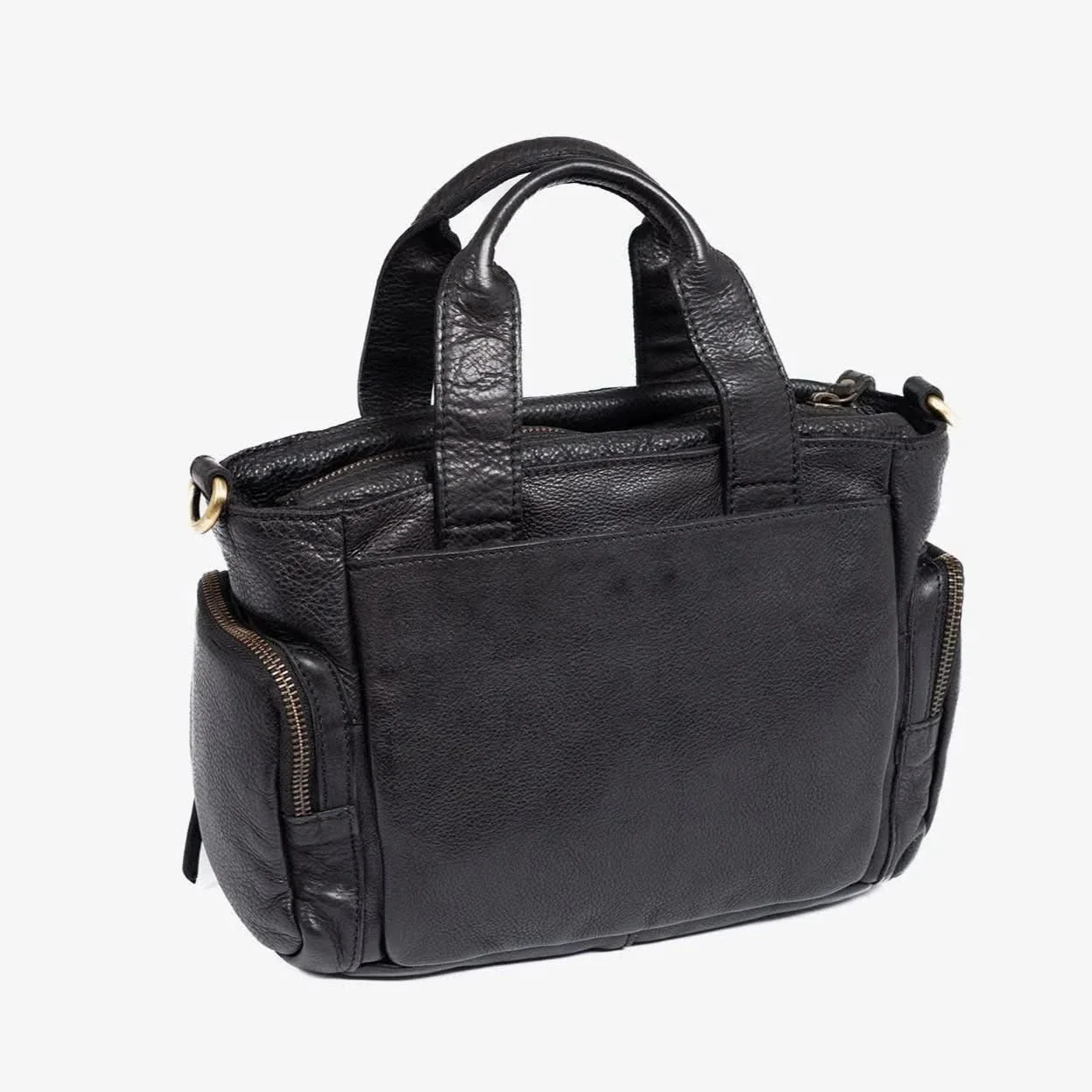 Bolso de Mano con Bandolera multibolsillos Piel Lavada Matties Negro - Imagen 3