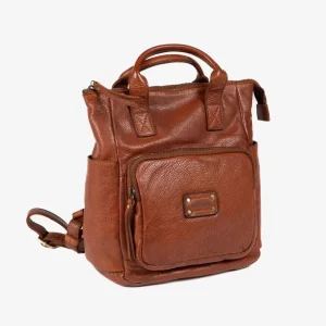 Mochila Piel Lavada dos asas Matties color Cuero