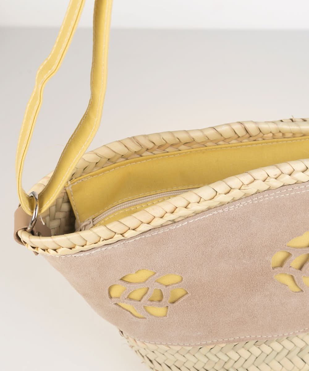 Capazo con piel serraje Kbas Mostaza - Imagen 3