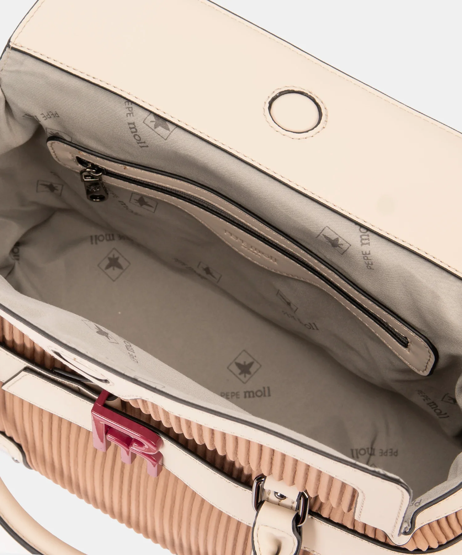 Bolso de Mano con Bandolera Pepe Moll Elena Beige - Imagen 5