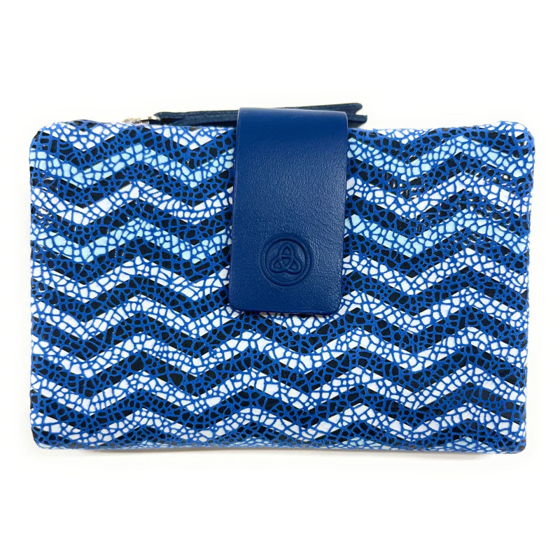 Billetero de Piel (12x8cm) monedero de cremallera Lugupell Aqua color Azul