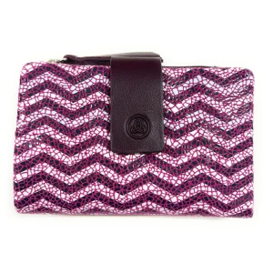 Billetero de Piel (12x8cm) monedero de cremallera Lugupell Aqua color Burdeos