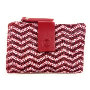 Billetero de Piel (12x8cm) monedero de cremallera Lugupell Aqua color Rojo