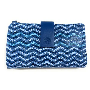 Billetero de Piel (15x9cm) monedero de cremallera Lugupell Aqua color Azul