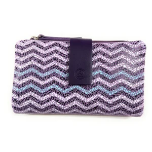 Billetero de Piel (15x9cm) monedero de cremallera Lugupell Aqua color Berenjena