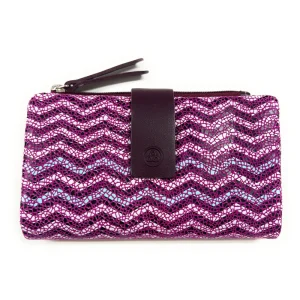 Billetero de Piel (15x9cm) monedero de cremallera Lugupell Aqua color Burdeos