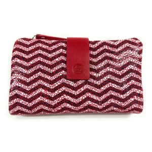 Billetero de Piel (15x9cm) monedero de cremallera Lugupell Aqua color Rojo