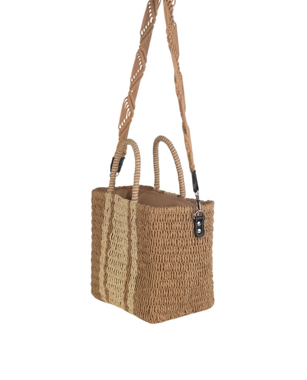 Bolso de Mano con Bandolera fibra natural Kbas Tostado - Imagen 3