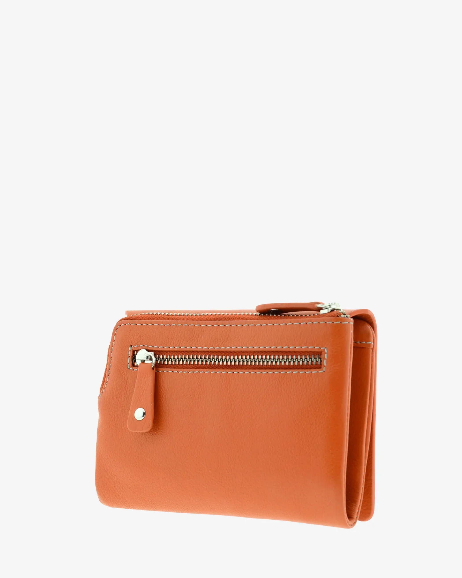 Billetero de Piel (14,5 X 9cm) monedero de cremallera Adapell Asimetric Mandarina - Imagen 4