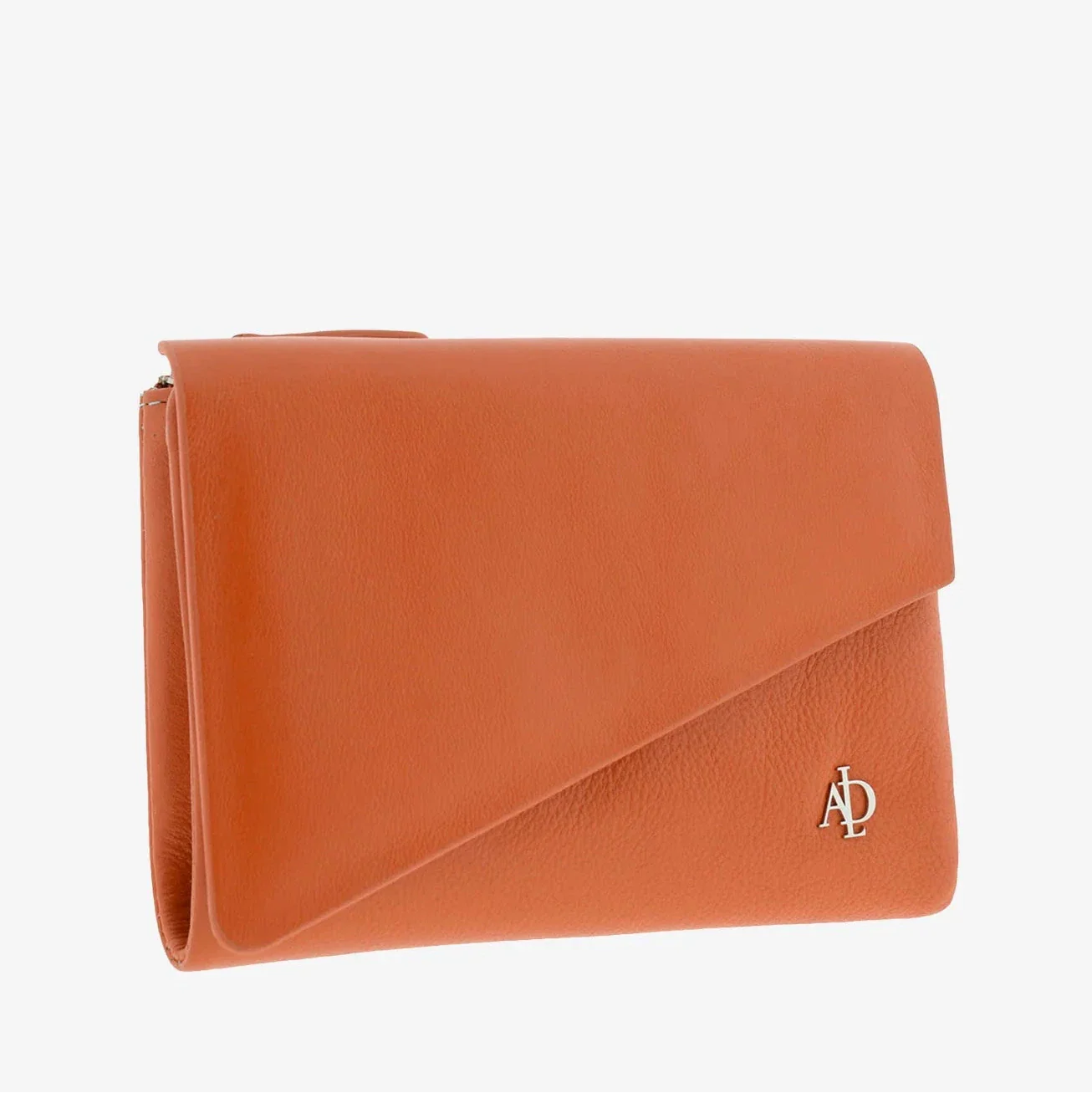 Billetero de Piel (14,5 X 9cm) monedero de cremallera Adapell Asimetric Mandarina - Imagen 2