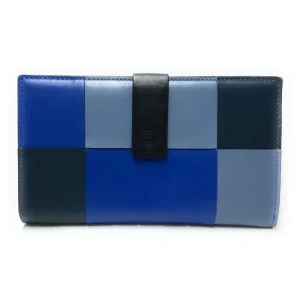 Billetero de Piel Grande (19 X 11cm) monedero de clic Lugupell Pixel Azul