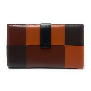 Billetero de Piel Grande (19 X 11cm) monedero de clic Lugupell Pixel Marron