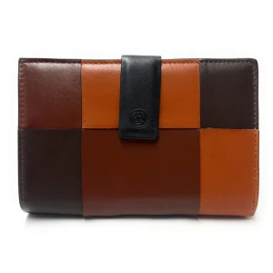 Billetero de Piel Mediano (15.5 X 10cm) monedero de clic Lugupell Pixel Marron