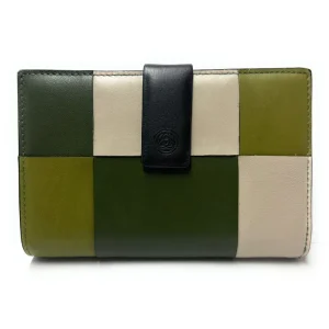 Billetero de Piel Mediano (15.5 X 10cm) monedero de clic Lugupell Pixel Verde