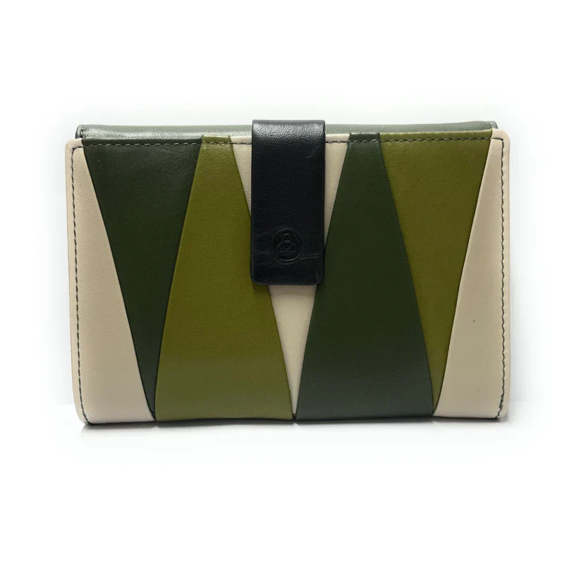 Billetero de Piel Mediano (15.5 X 10cm) monedero de clic Lugupell Prisma color Verde - Imagen 2