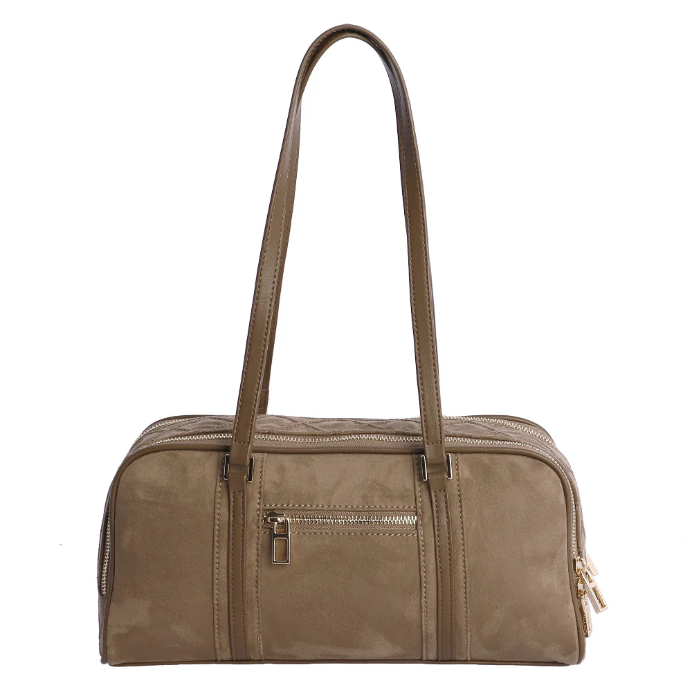 Bolso de Hombro doble compartimento Don Algodón Suede Taupe - Imagen 4