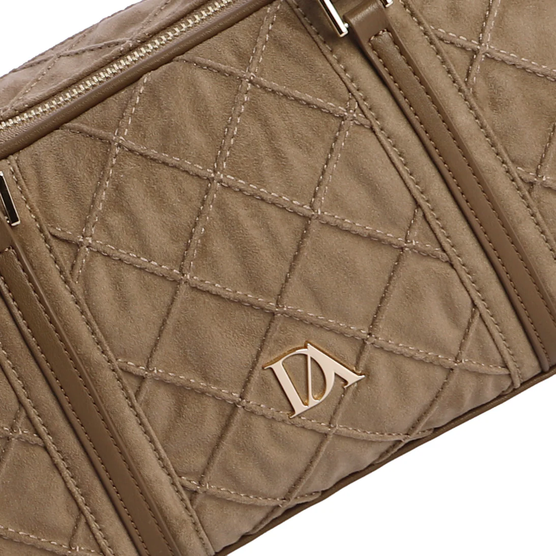 Bolso de Hombro doble compartimento Don Algodón Suede Taupe - Imagen 5