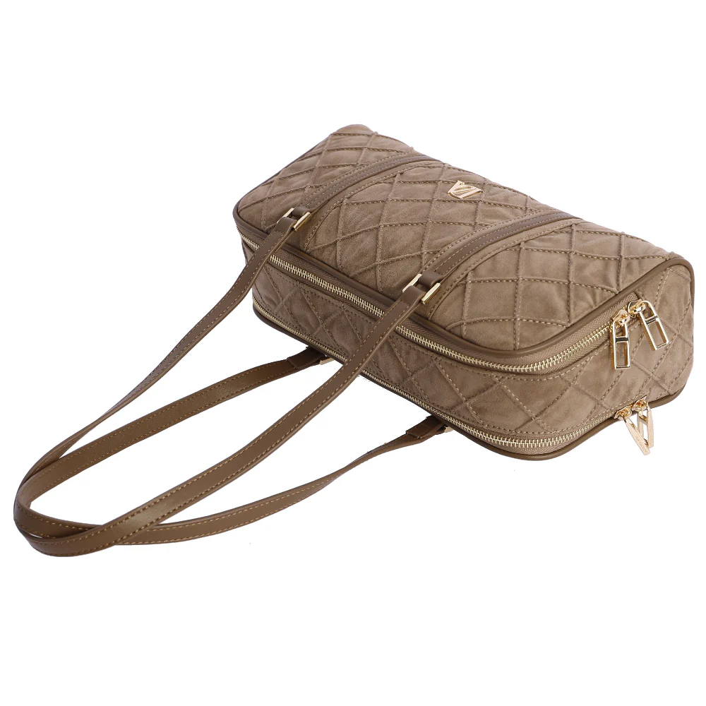 Bolso de Hombro doble compartimento Don Algodón Suede Taupe - Imagen 6