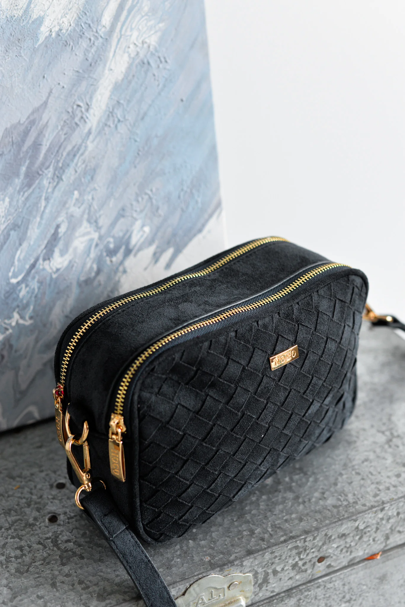 Bandolera ante trenzado Noco Azul - Imagen 3