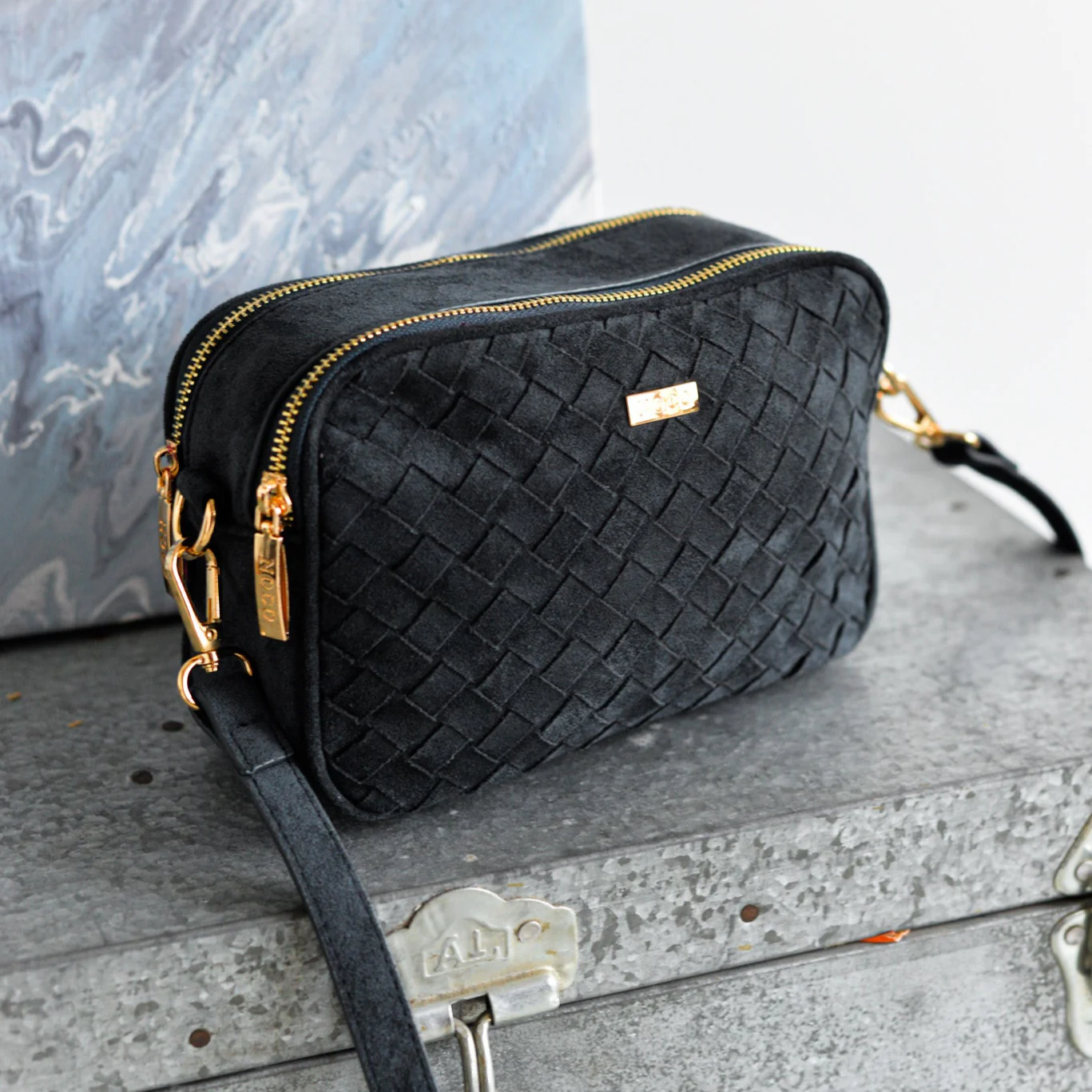 Bandolera ante trenzado Noco Azul