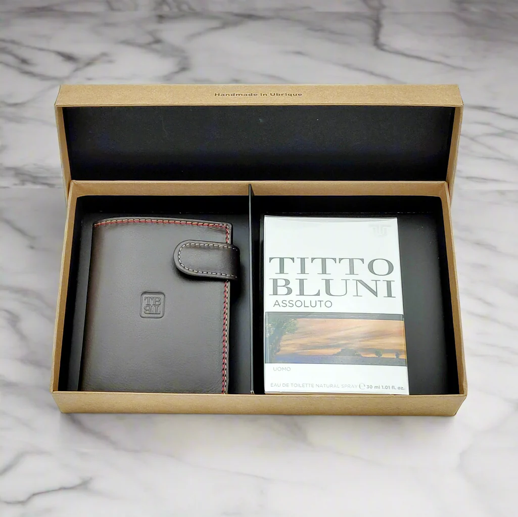 Pack Colonia + Cartera de Piel con monedero Titto Bluni Marrón