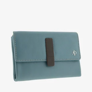 Billetero de Piel (16 X 9cm) monedero de cremallera Adapell Affinita Azul