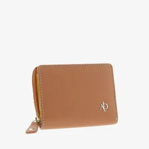 Billetero de Piel (11 X 9cm) monedero de cremallera Adapell Lettera Marrón