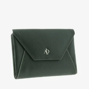 Billetero de Piel solapa (14 X 9cm) monedero de cremallera Adapell Lettera Verde