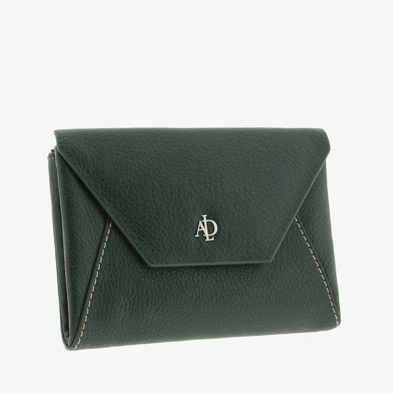Billetero de Piel solapa (14 X 9cm) monedero de cremallera Adapell Lettera Verde - Imagen 2