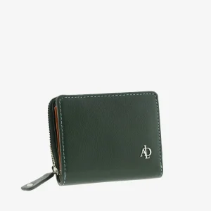 Billetero de Piel (11 X 9cm) monedero de cremallera Adapell Lettera Verde