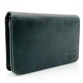 Cartera Billetero Mediana (14x10cm) de Piel Ferchi Animal Print Verde