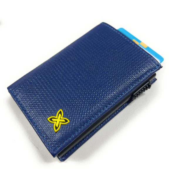 Billetero Tarjetero Metálico Automático Munich Azul - Imagen 3