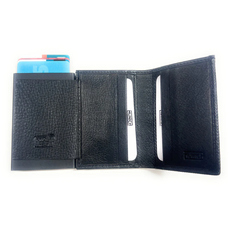 Billetero Tarjetero Metálico Automático Munich Azul - Imagen 4