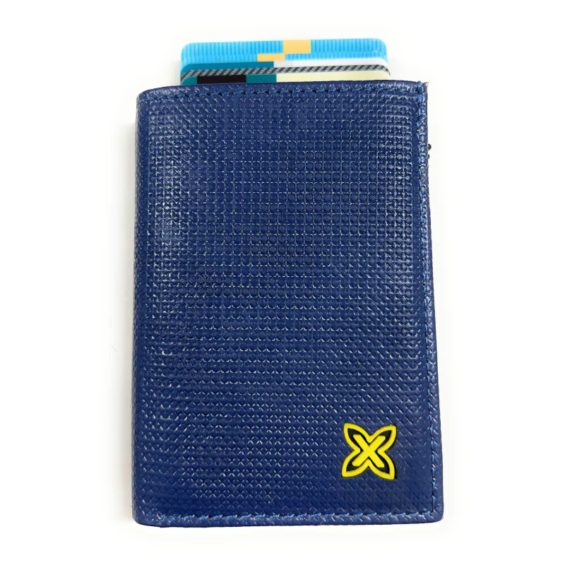 Billetero Tarjetero Metálico Automático Munich Azul